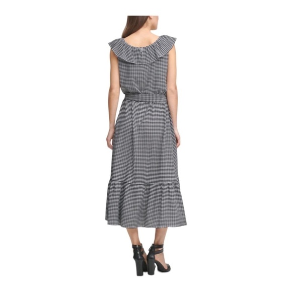 DKNY Gingham Flutter Midi Fit Flare Work Dress Size 4 - Picture 14 of 14